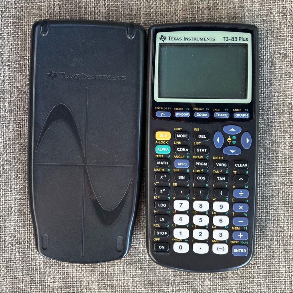 Texas Instruments TI-83 Plus Graphing Calculator Black Tested w Cover